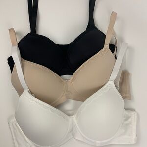 Women Full Cup Lace Thin Pad Every day Bra size 38C set of three